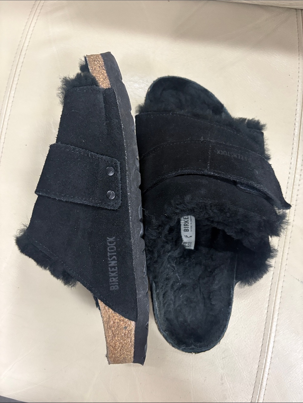 Birkenstock Kyoto Black Shearling Sz 38 - Picture 5 of 10